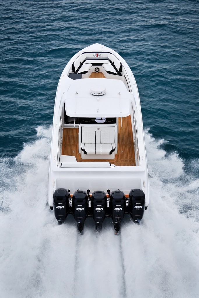Power? You could say that, how else could one describe five Mercury Racing outboards each delivering 350hp?  - 4 Huntress © Bob Wonders